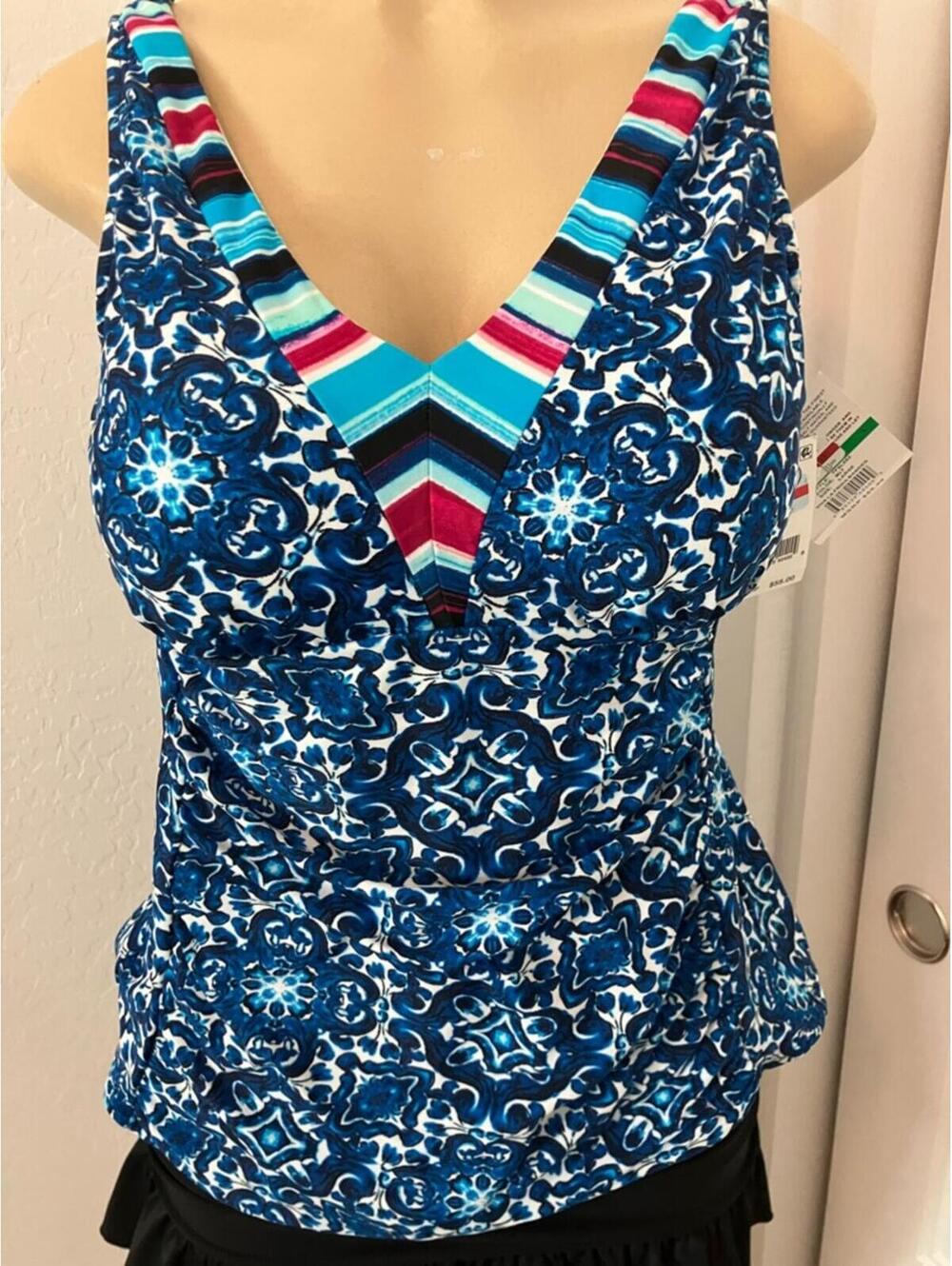 NWT 24th & Ocean Blue Patterned V-Neck Swim Coverup